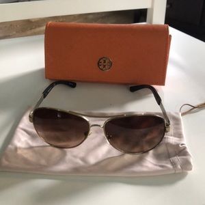Tory Burch Gold/Brown Double Bridge Sunglasses